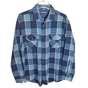 Northwest Territory Men's Large Blue Plaid Heavyweight Pocket Button Front Shirt